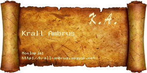 Krall Ambrus névjegykártya